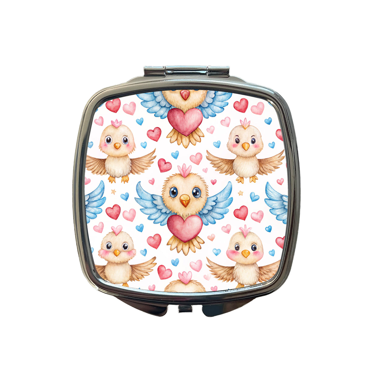 Cute Eagles Hearts Watercolor Small Travel Purse Handbag Pocket Makeup Compact Mirror
