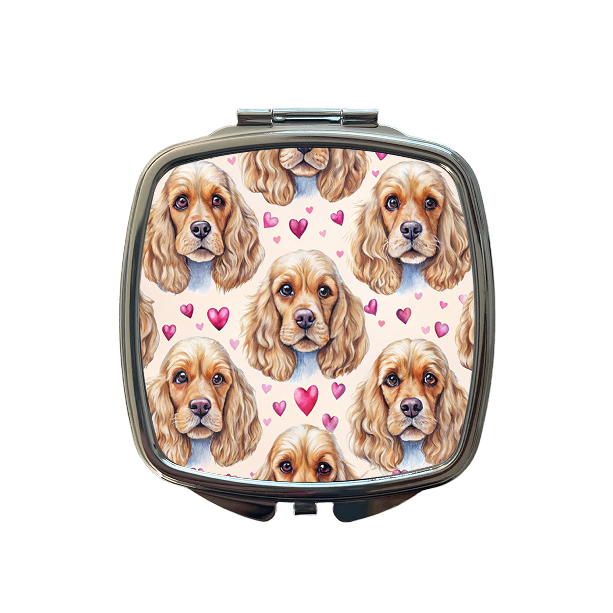 Cute English Cocker Spaniel Dog Faces Small Travel Purse Handbag Pocket Makeup Compact Mirror