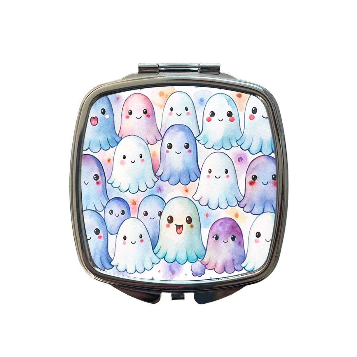 Cute Ghosts Watercolor Small Travel Purse Handbag Pocket Makeup Compact Mirror