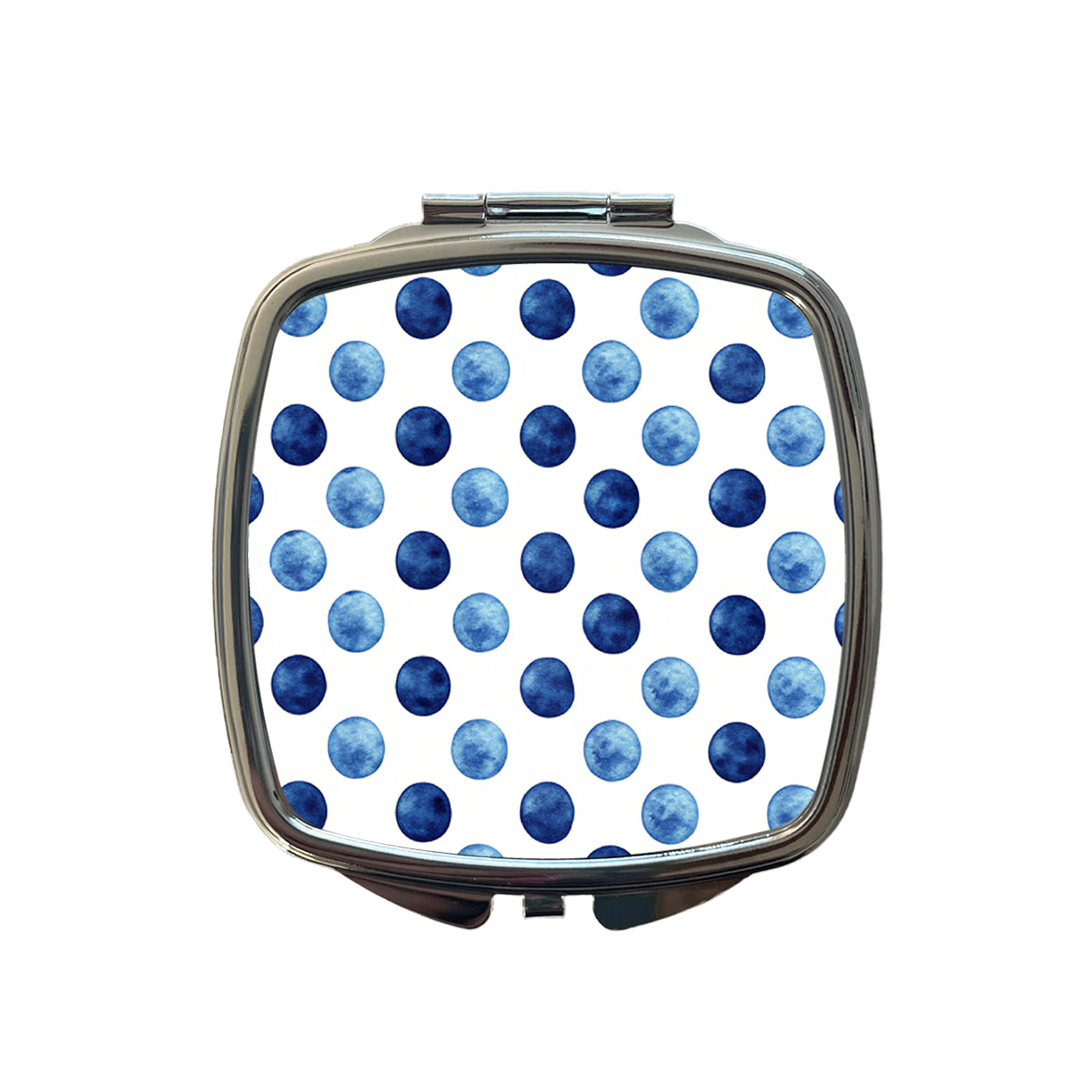 Dark Blue Polka Dots White Background Small Travel Purse Handbag Pocket Makeup Compact Mirror