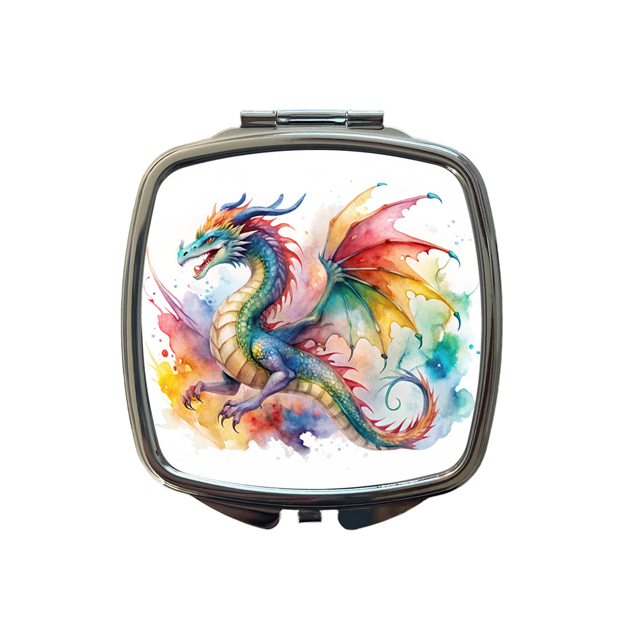 Dragon Watercolor Design Small Travel Purse Handbag Pocket Makeup Compact Mirror