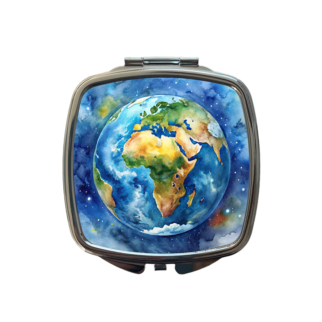 Earth Africa Asia Europe From Space Watercolor Small Travel Purse Handbag Pocket Makeup Compact Mirror