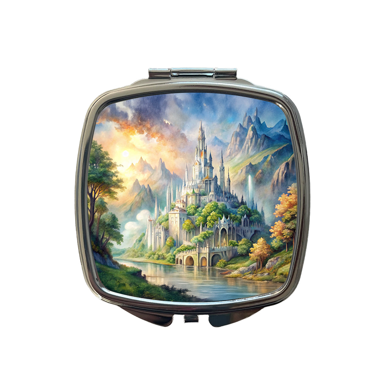 Elves Elvish Beautiful Fantasy Watercolor Small Travel Purse Handbag Pocket Makeup Compact Mirror