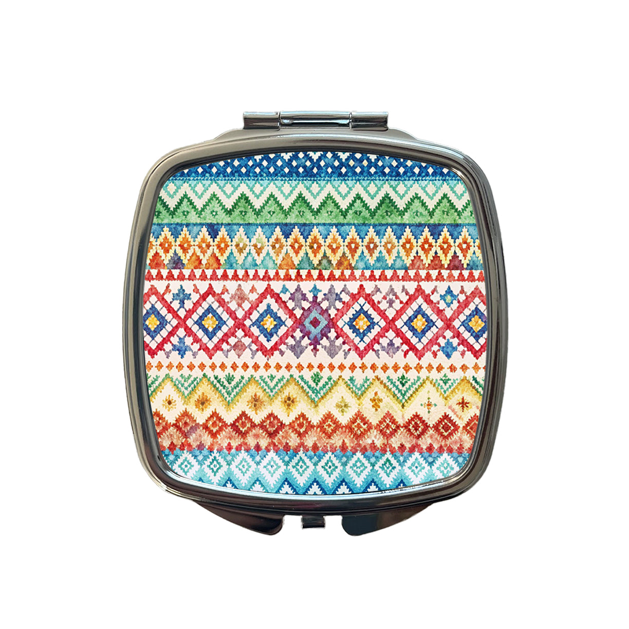 Fair Isle Knitting Sweater Small Travel Purse Handbag Pocket Makeup Compact Mirror