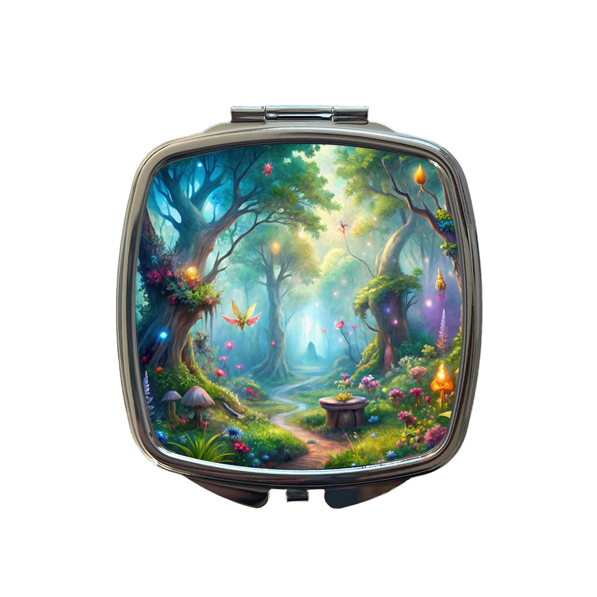 Fairy Forest Fantasy Watercolor Beautiful Small Travel Purse Handbag Pocket Makeup Compact Mirror