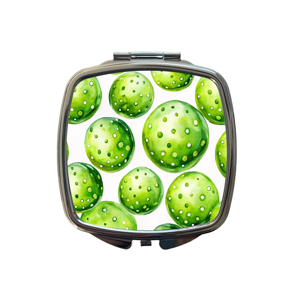 Fluorescent Green Pickleballs Small Travel Purse Handbag Pocket Makeup Compact Mirror