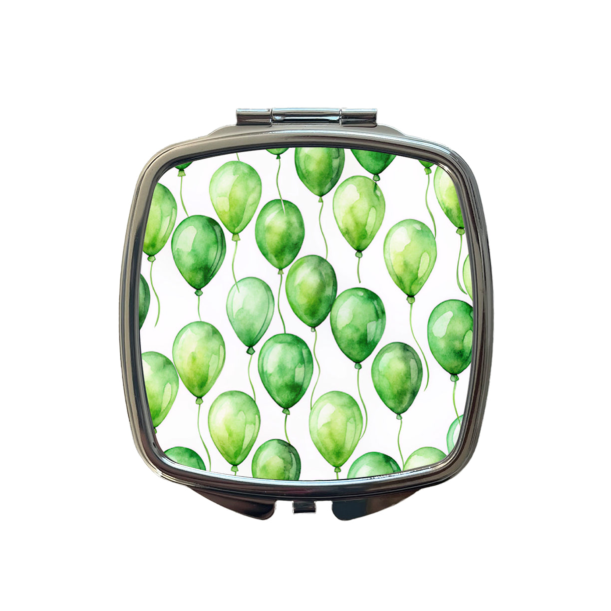 Green Balloons Watercolor Birthday Small Travel Purse Handbag Pocket Makeup Compact Mirror