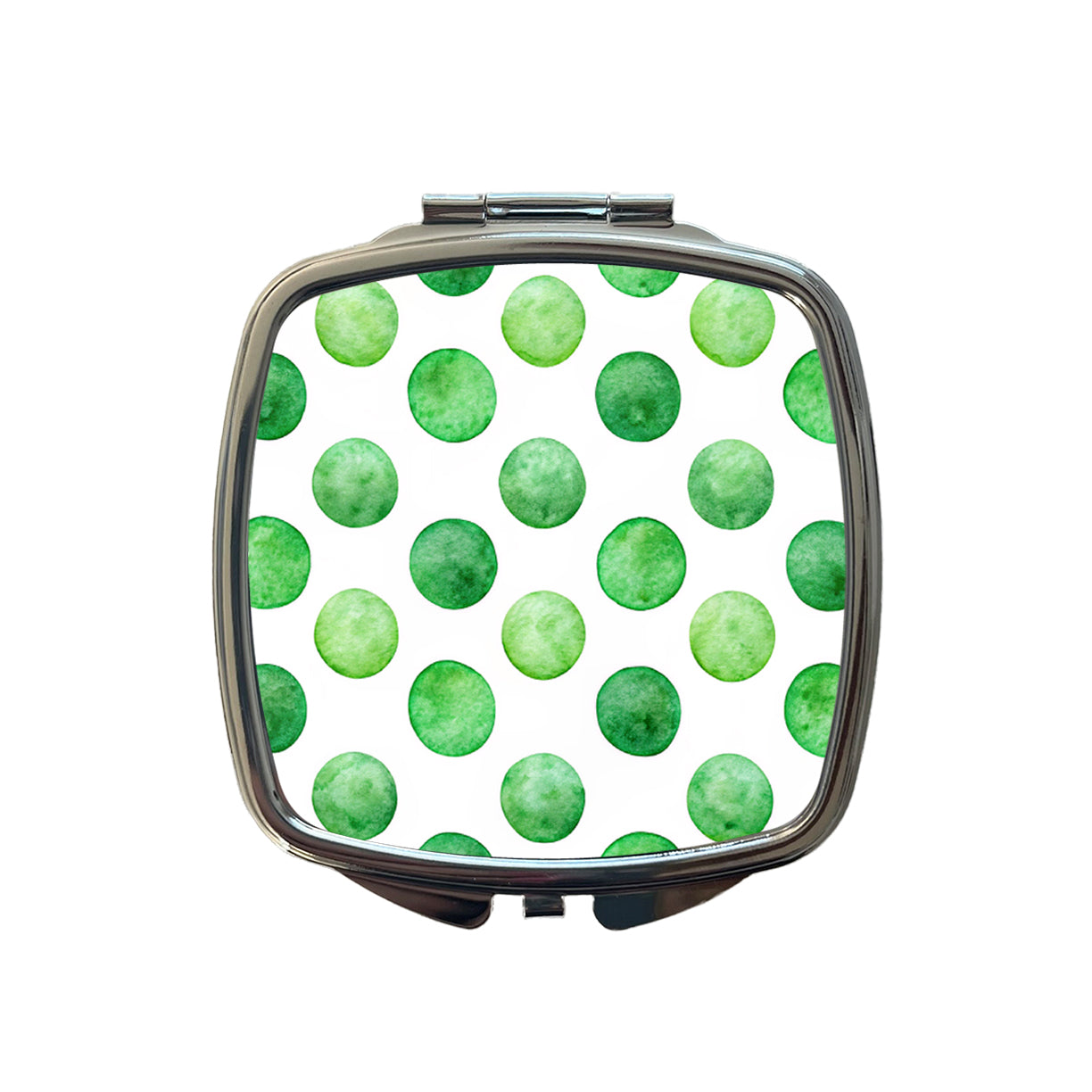 Green Polka Dots White Background Small Travel Purse Handbag Pocket Makeup Compact Mirror