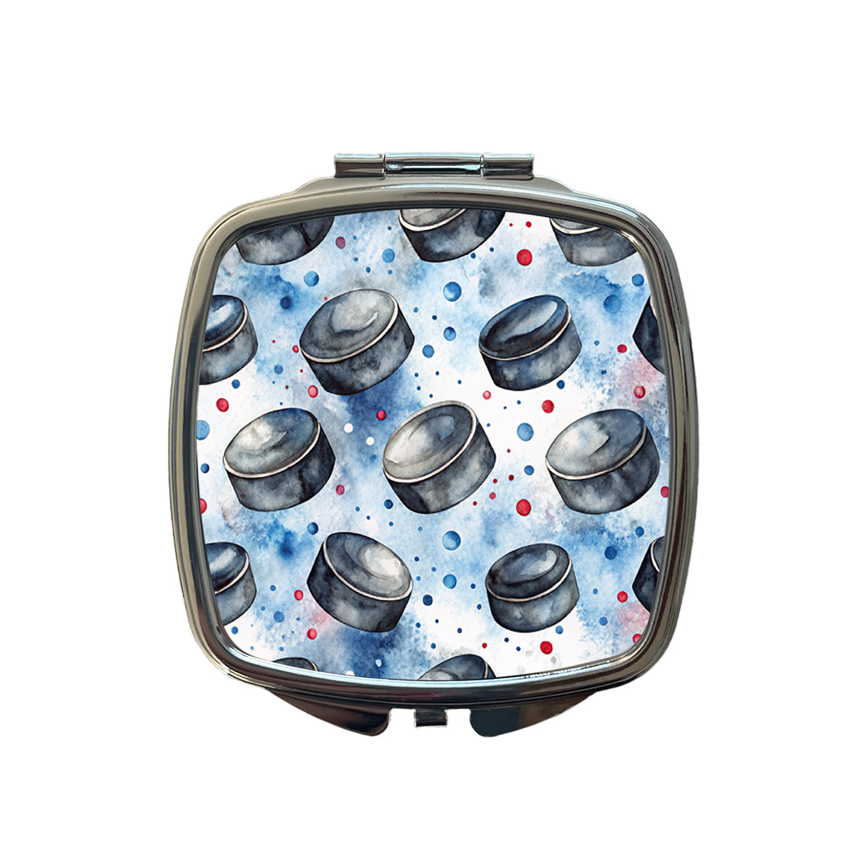 Ice Hockey Pucks Watercolor Small Travel Purse Handbag Pocket Makeup Compact Mirror