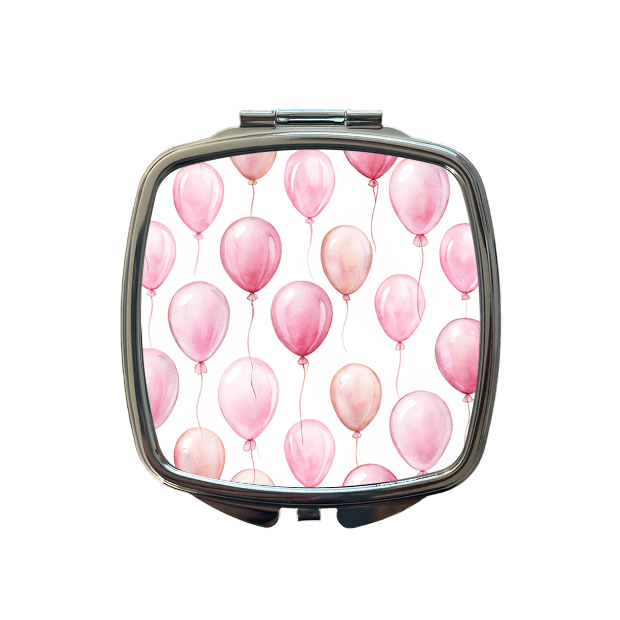 Light Pink Balloons Watercolor Birthday Small Travel Purse Handbag Pocket Makeup Compact Mirror
