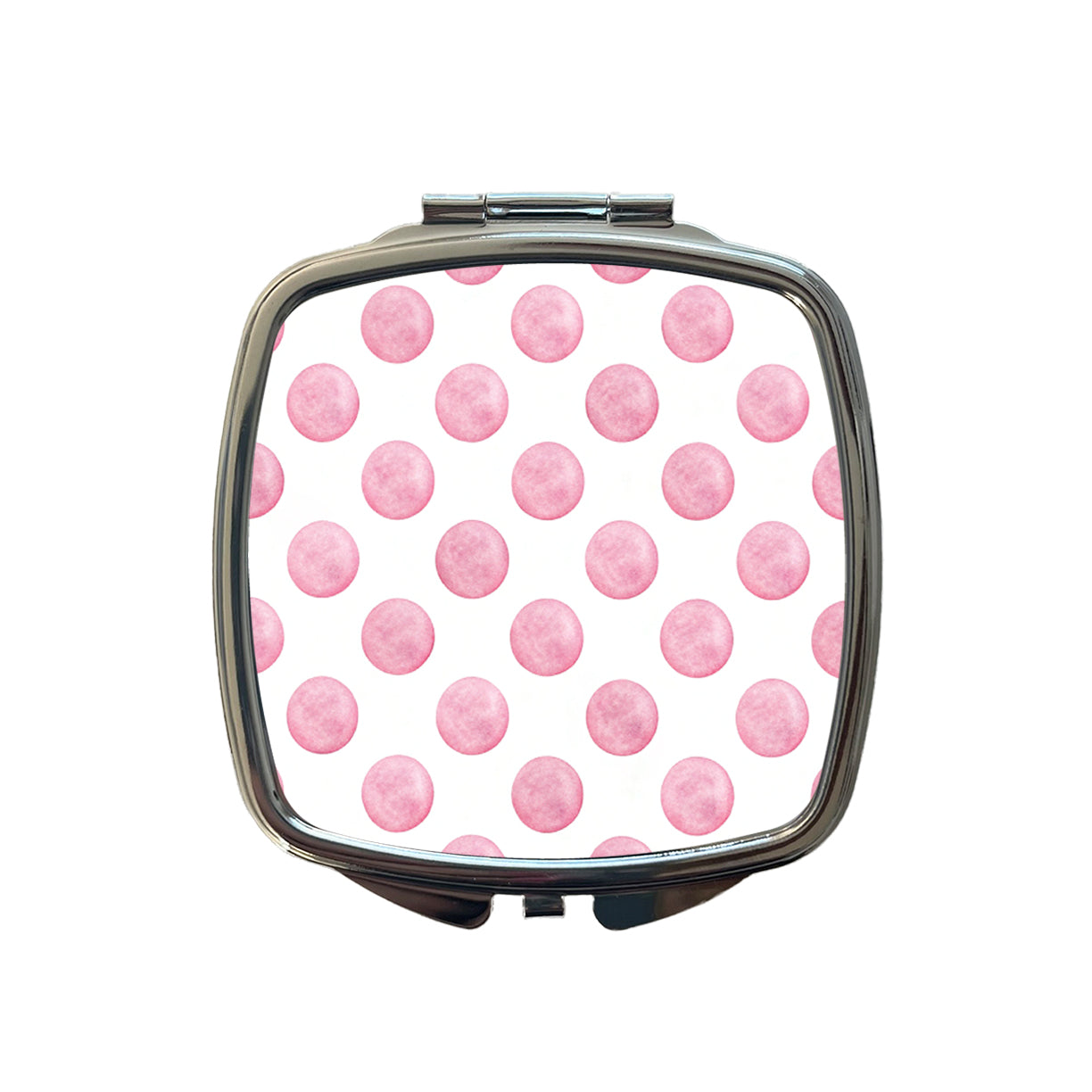 Light Pink Polka Dots White Background Small Travel Purse Handbag Pocket Makeup Compact Mirror