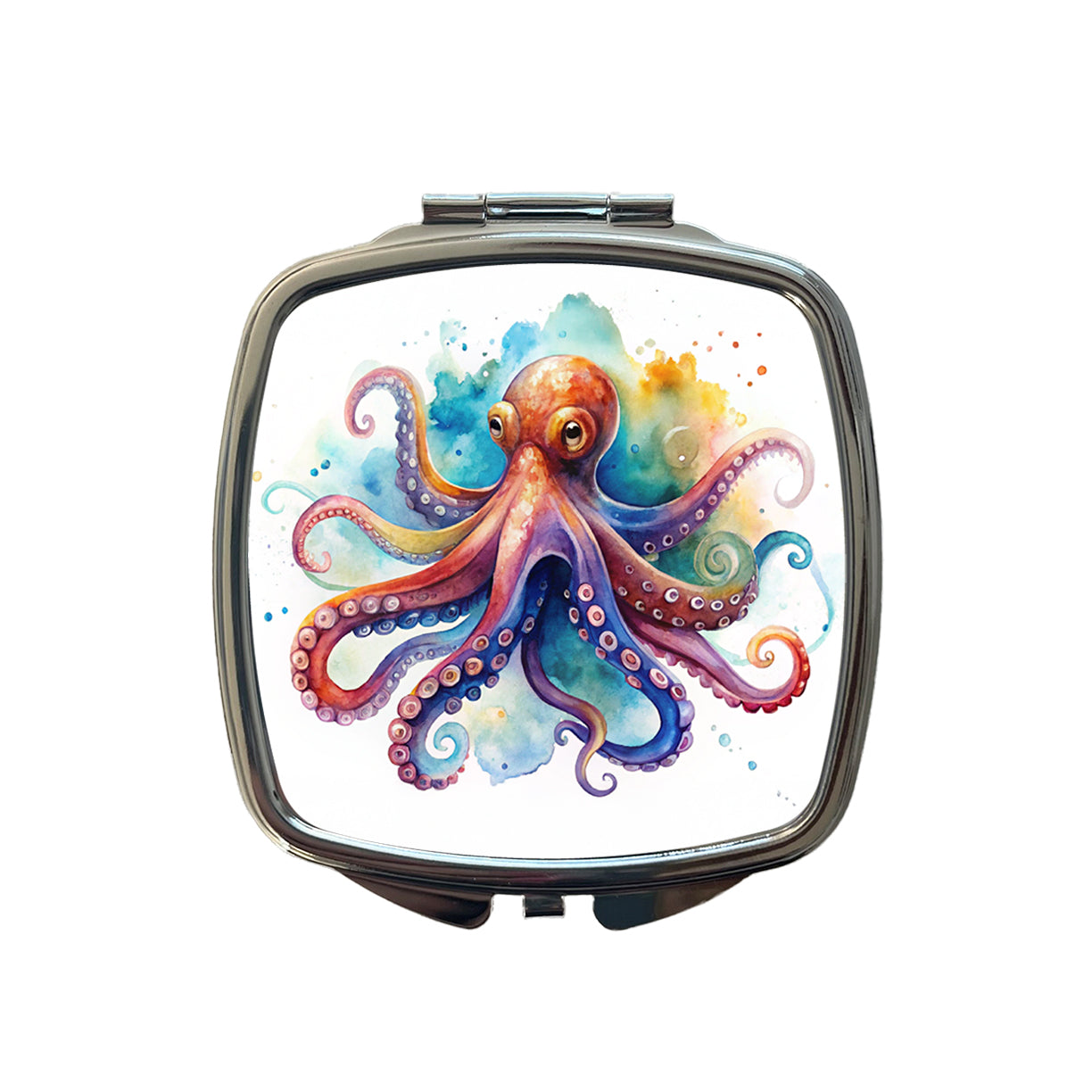 Octopus Watercolor Colorful Small Travel Purse Handbag Pocket Makeup Compact Mirror