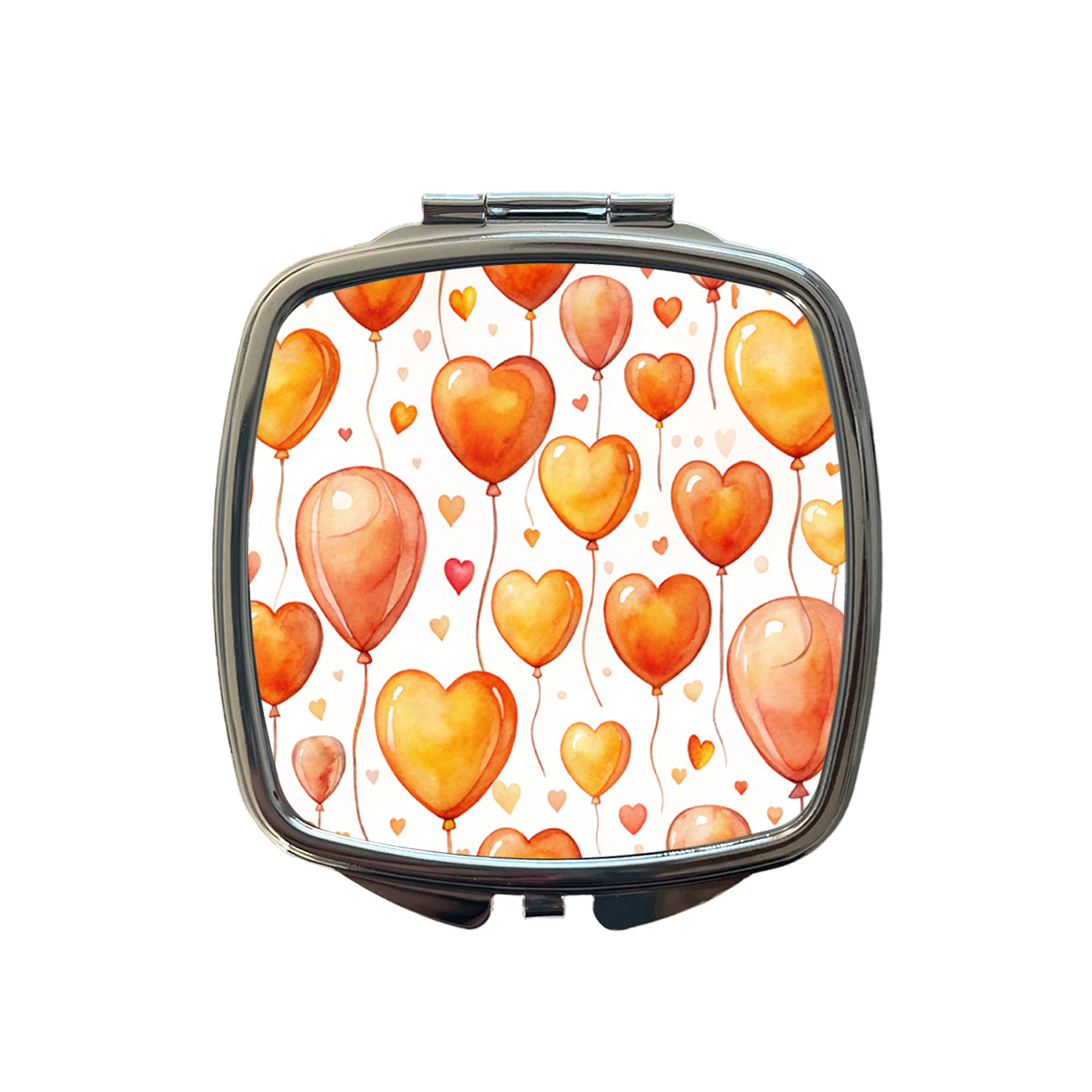 Orange Balloons Hearts Watercolor Birthday Small Travel Purse Handbag Pocket Makeup Compact Mirror