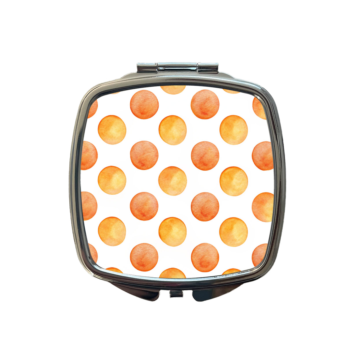 Orange Polka Dots White Background Small Travel Purse Handbag Pocket Makeup Compact Mirror
