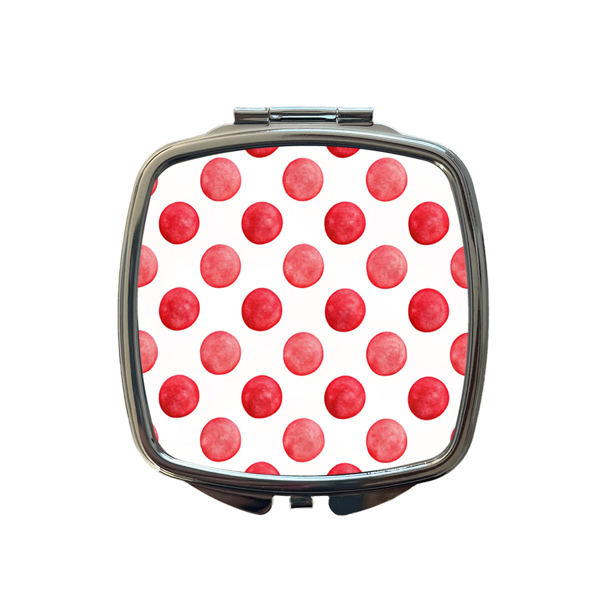 Red Polka Dots White Background Small Travel Purse Handbag Pocket Makeup Compact Mirror