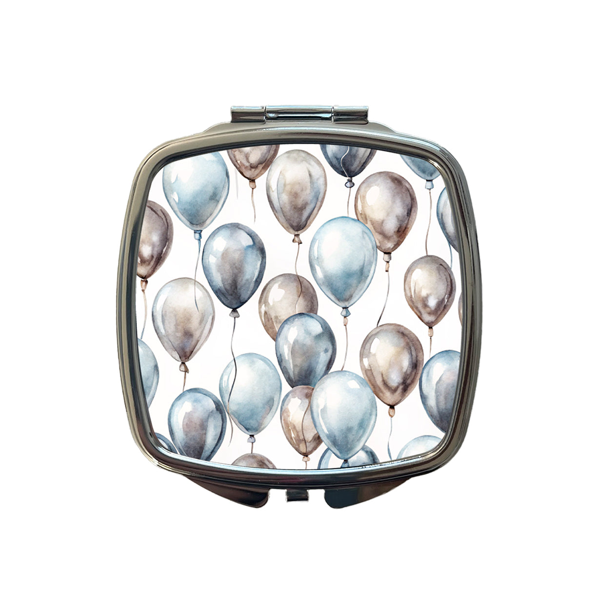 Silver Balloons Watercolor Birthday Anniversary Small Travel Purse Handbag Pocket Makeup Compact Mirror