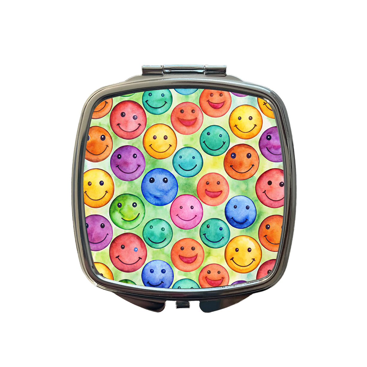 Smile Faces Watercolor Small Travel Purse Handbag Pocket Makeup Compact Mirror