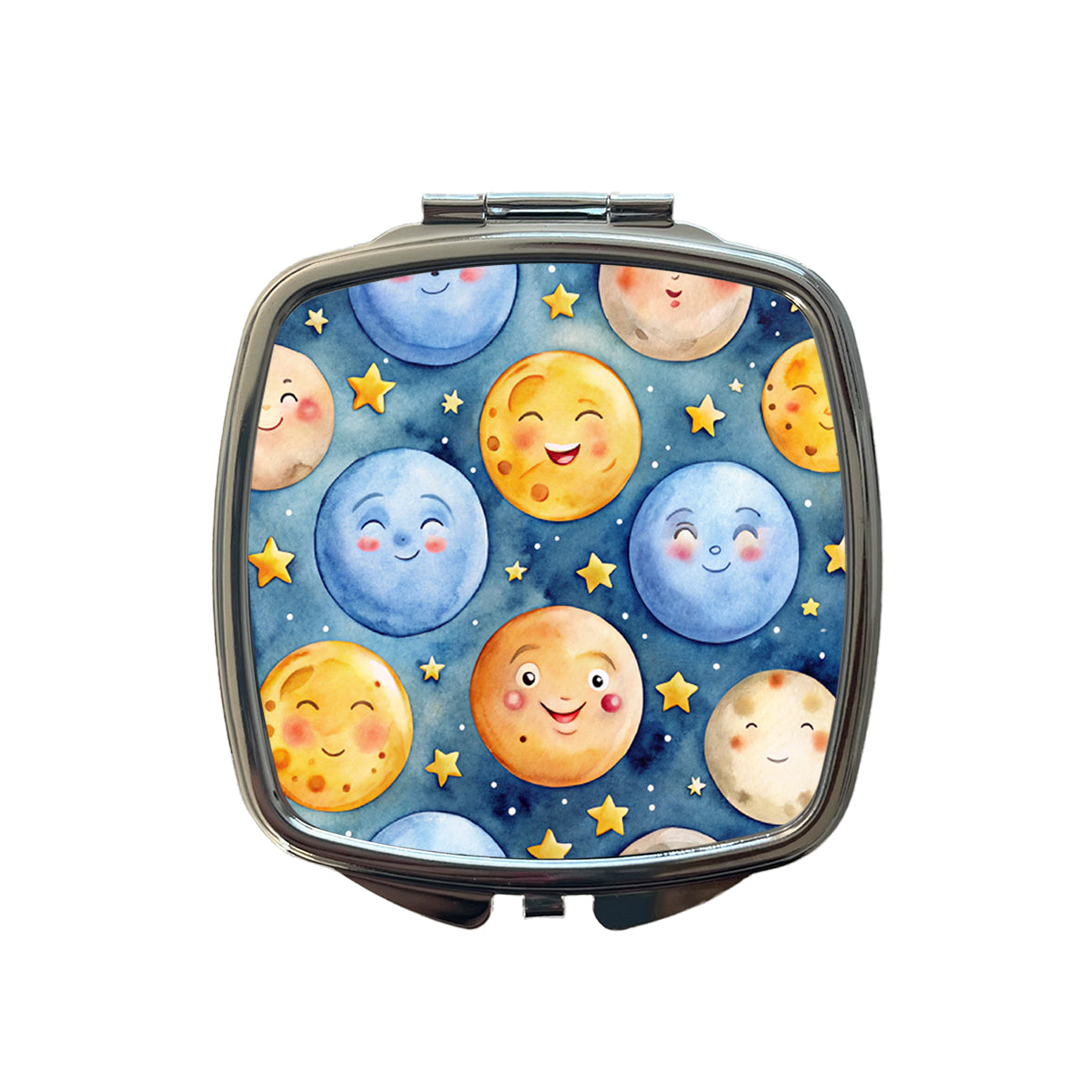 Smiling Moons Watercolor Small Travel Purse Handbag Pocket Makeup Compact Mirror