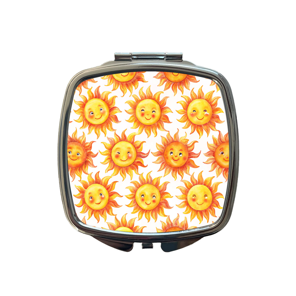 Smiling Suns Watercolor Small Travel Purse Handbag Pocket Makeup Compact Mirror