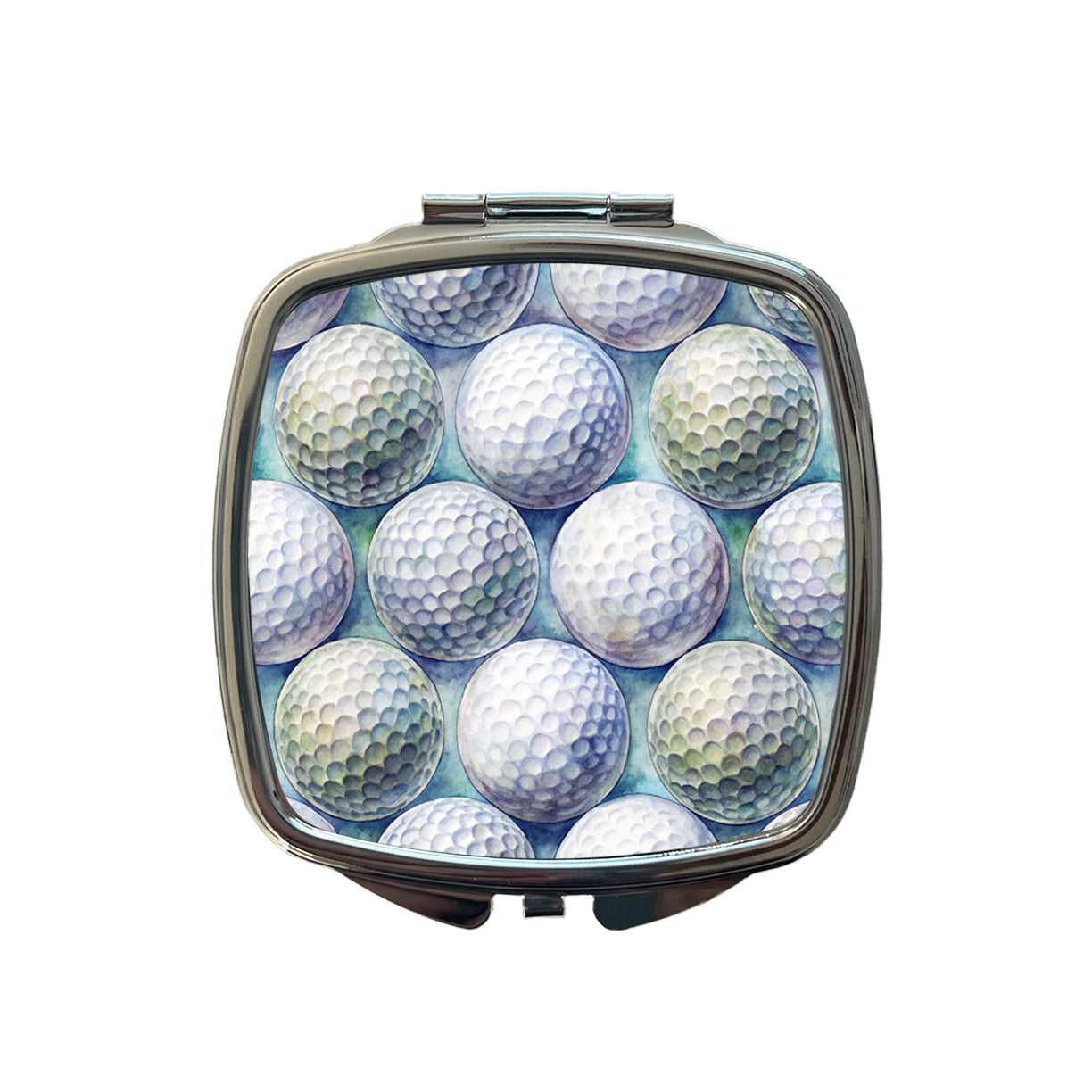 White Golf Balls Watercolor Small Travel Purse Handbag Pocket Makeup Compact Mirror