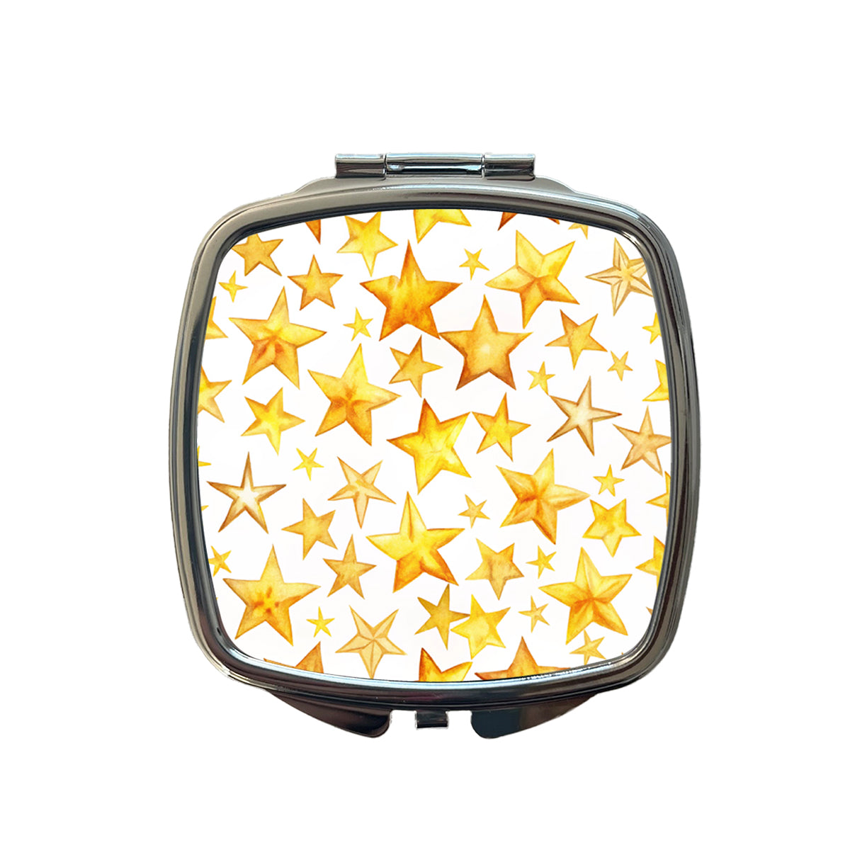 Yellow Stars Watercolor Small Travel Purse Handbag Pocket Makeup Compact Mirror