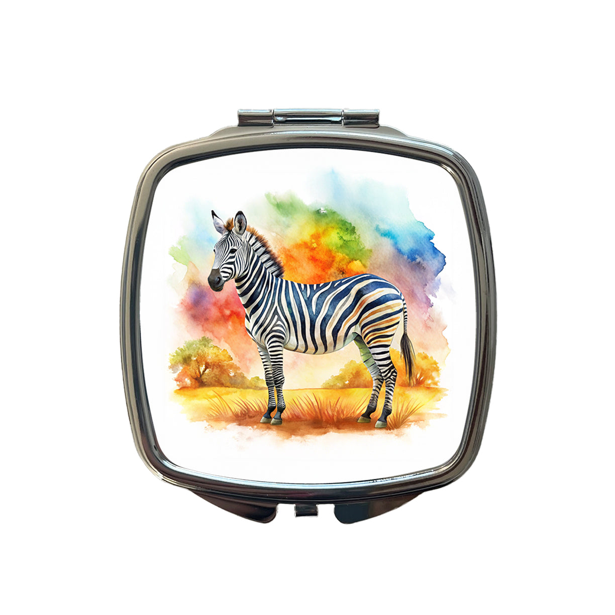 Zebra African Plain Watercolor Design Small Travel Purse Handbag Pocket Makeup Compact Mirror