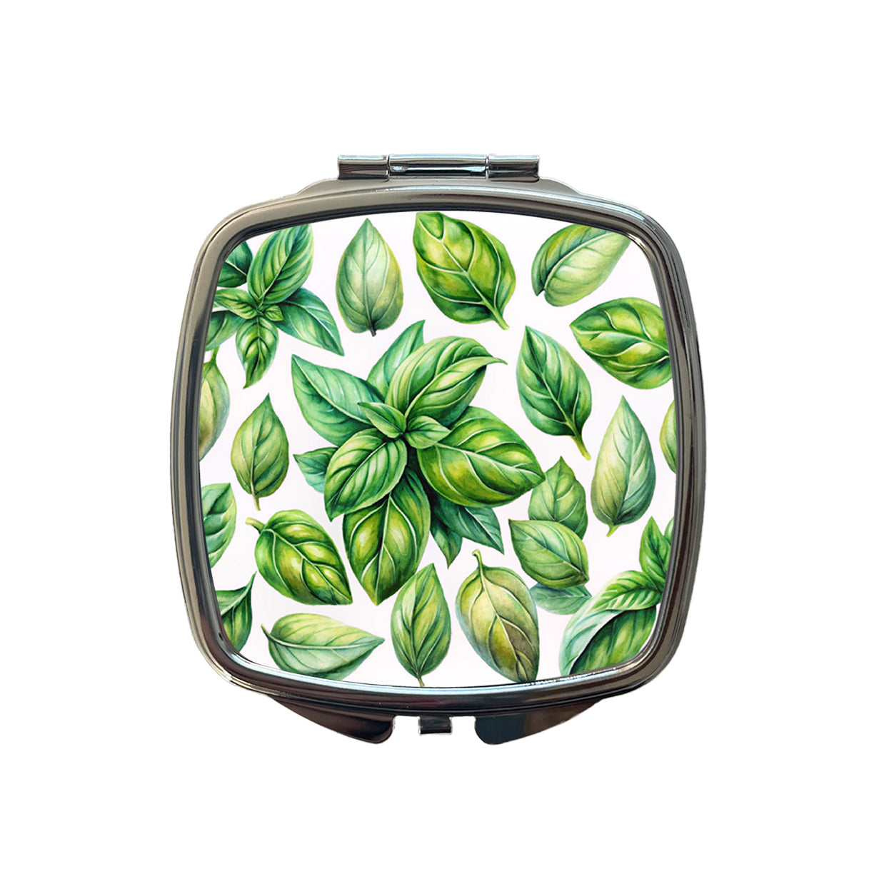 Basil Leaves Watercolor Small Travel Purse Handbag Pocket Makeup Compact Mirror