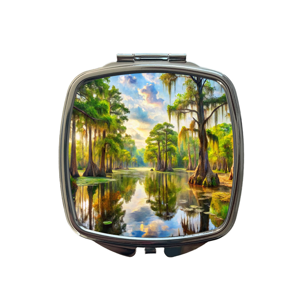 Beautiful Swamp Everglades Watercolor Small Travel Purse Handbag Pocket Makeup Compact Mirror