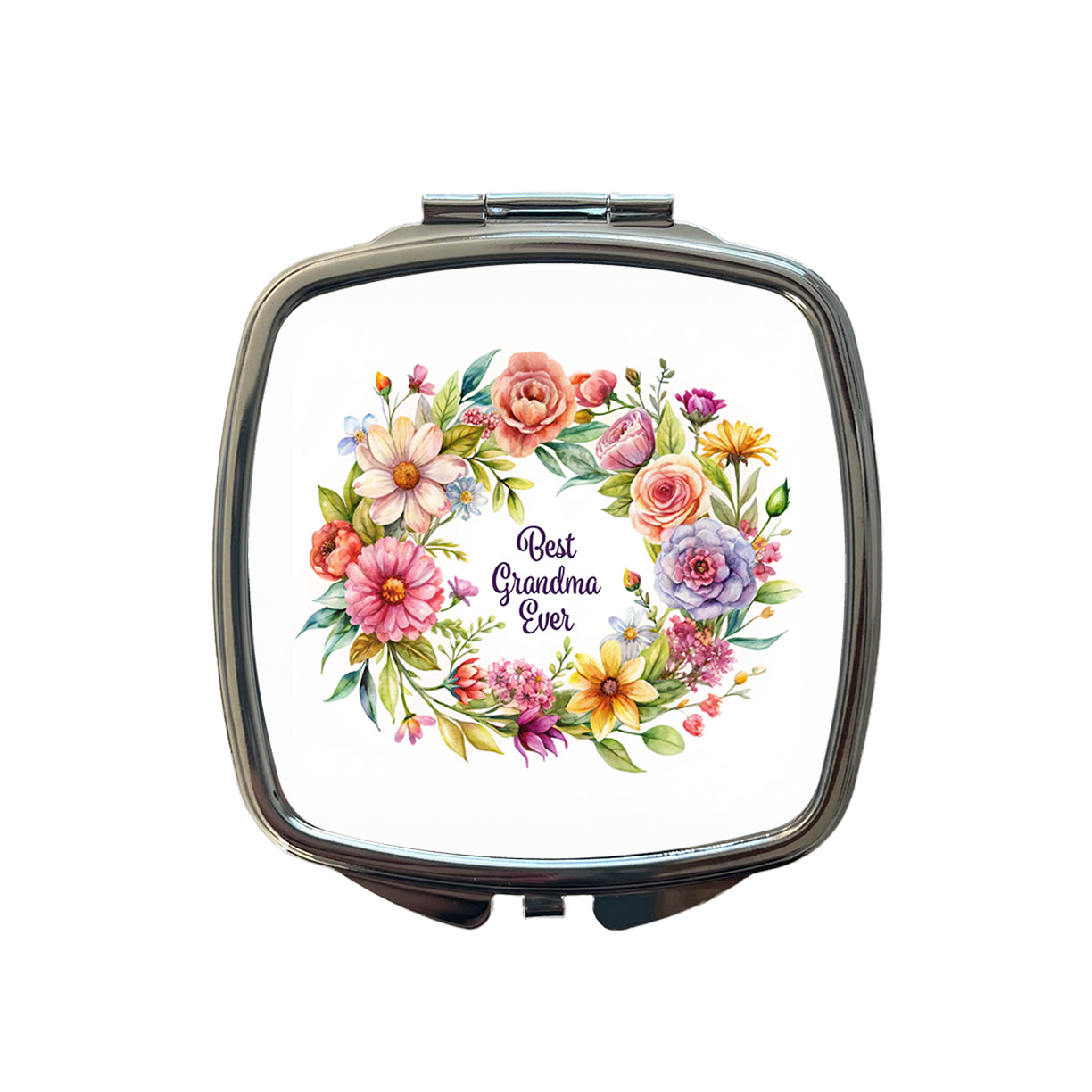 Best Grandma Ever Flowers Small Travel Purse Handbag Pocket Makeup Compact Mirror