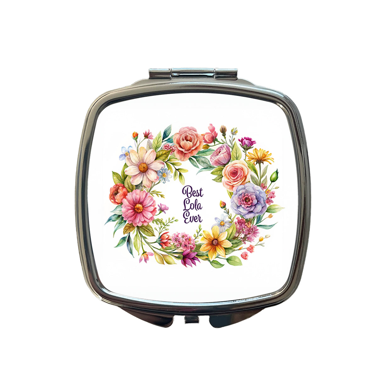 Best Lola Philippines Grandma Ever Flowers Small Travel Purse Handbag Pocket Makeup Compact Mirror