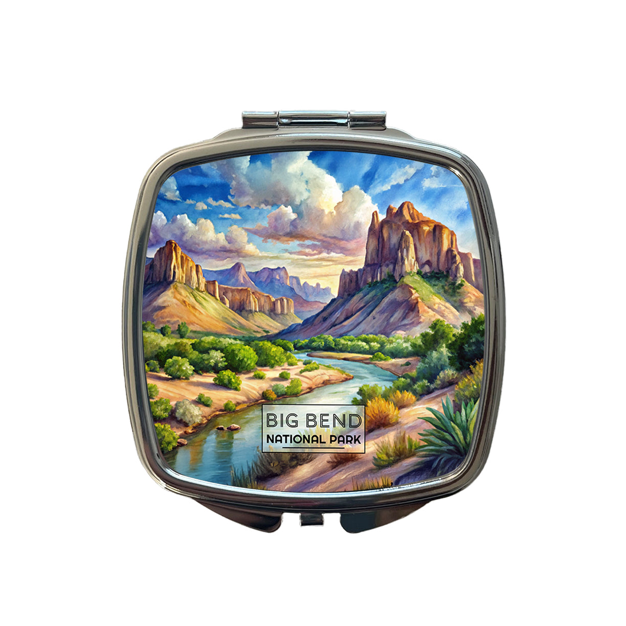 Big Bend National Park Texas Watercolor Small Travel Purse Handbag Pocket Makeup Compact Mirror