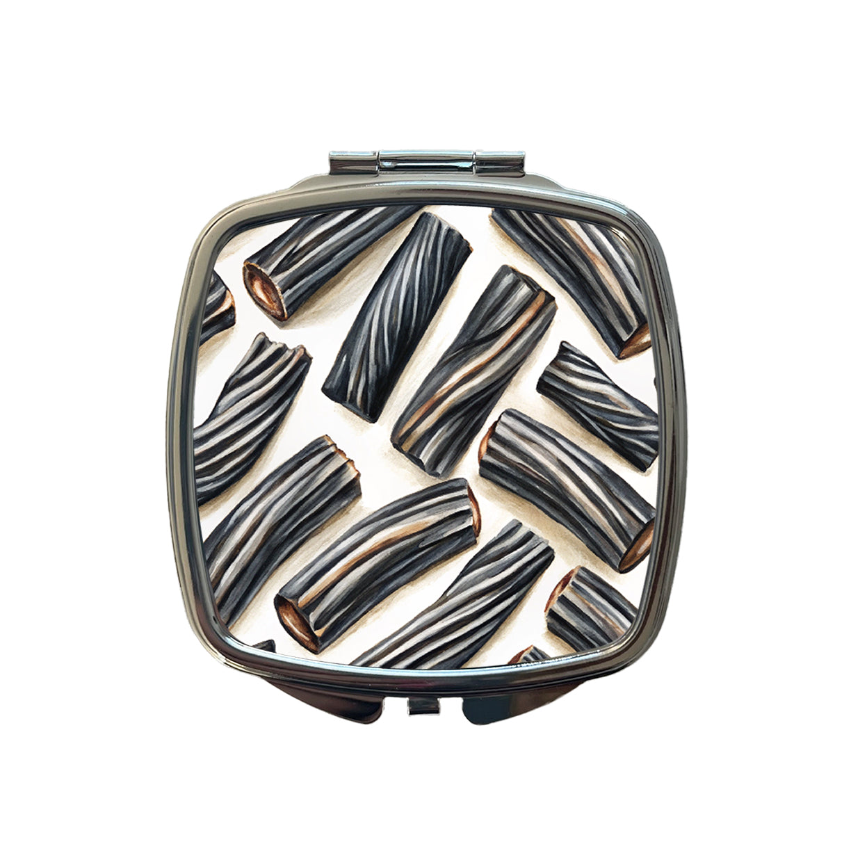 Black Licorice Small Travel Purse Handbag Pocket Makeup Compact Mirror