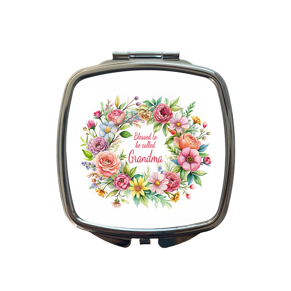 Blessed To Be Called Grandma Flowers Floral Small Travel Purse Handbag Pocket Makeup Compact Mirror