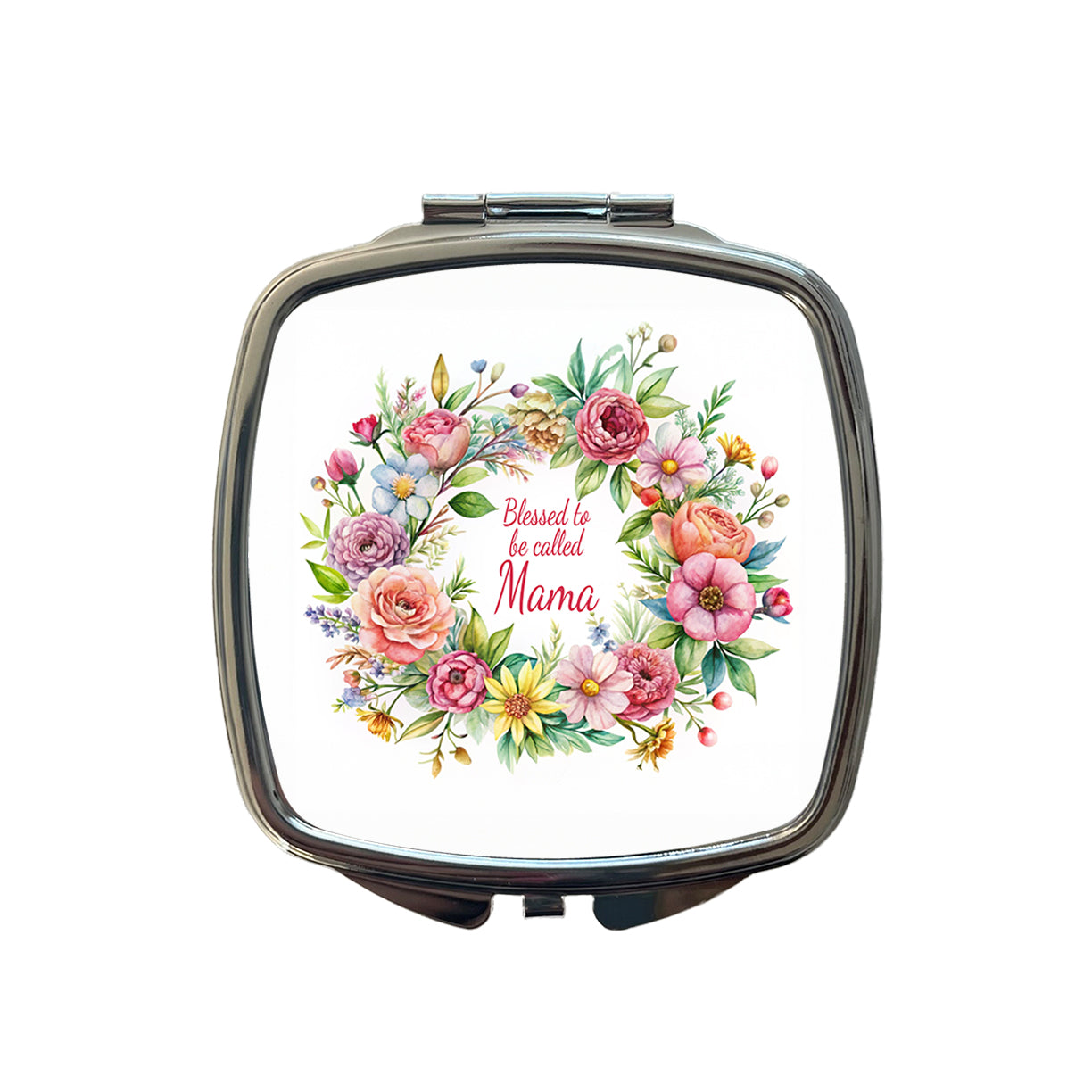 Blessed To Be Called Mama Flowers Floral Small Travel Purse Handbag Pocket Makeup Compact Mirror