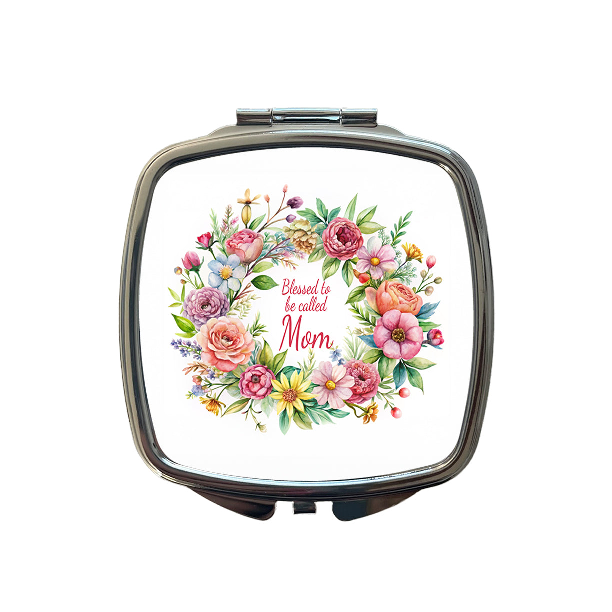 Blessed To Be Called Mom Flowers Floral Small Travel Purse Handbag Pocket Makeup Compact Mirror