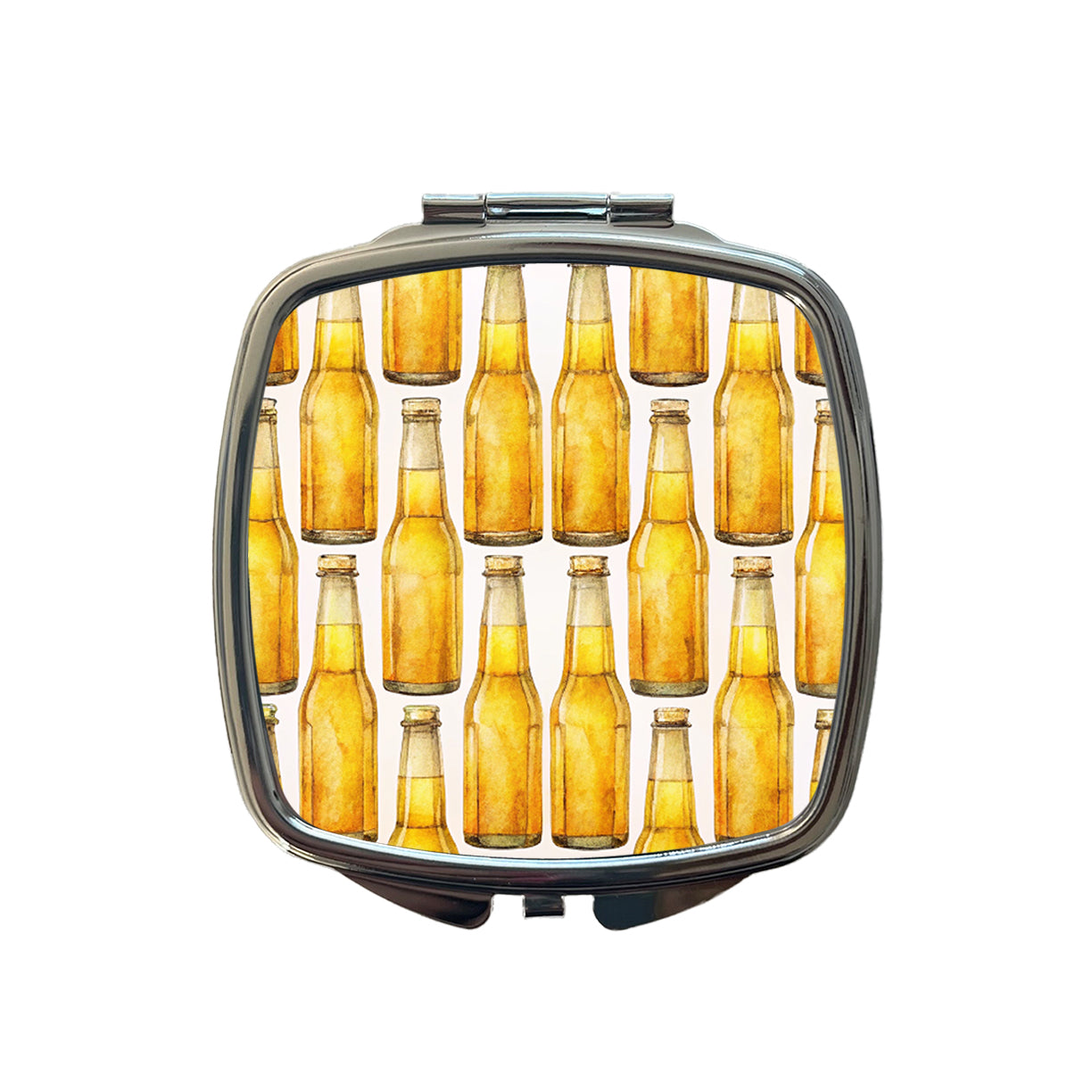 Bunch Of Beer Bottles Small Travel Purse Handbag Pocket Makeup Compact Mirror