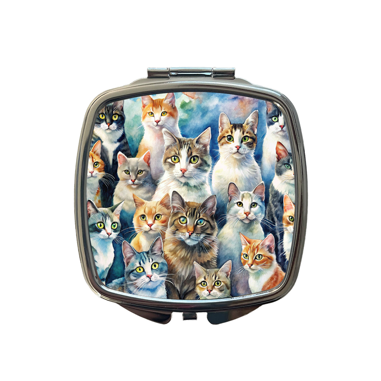 Bunch Of Cats Watercolor Small Travel Purse Handbag Pocket Makeup Compact Mirror