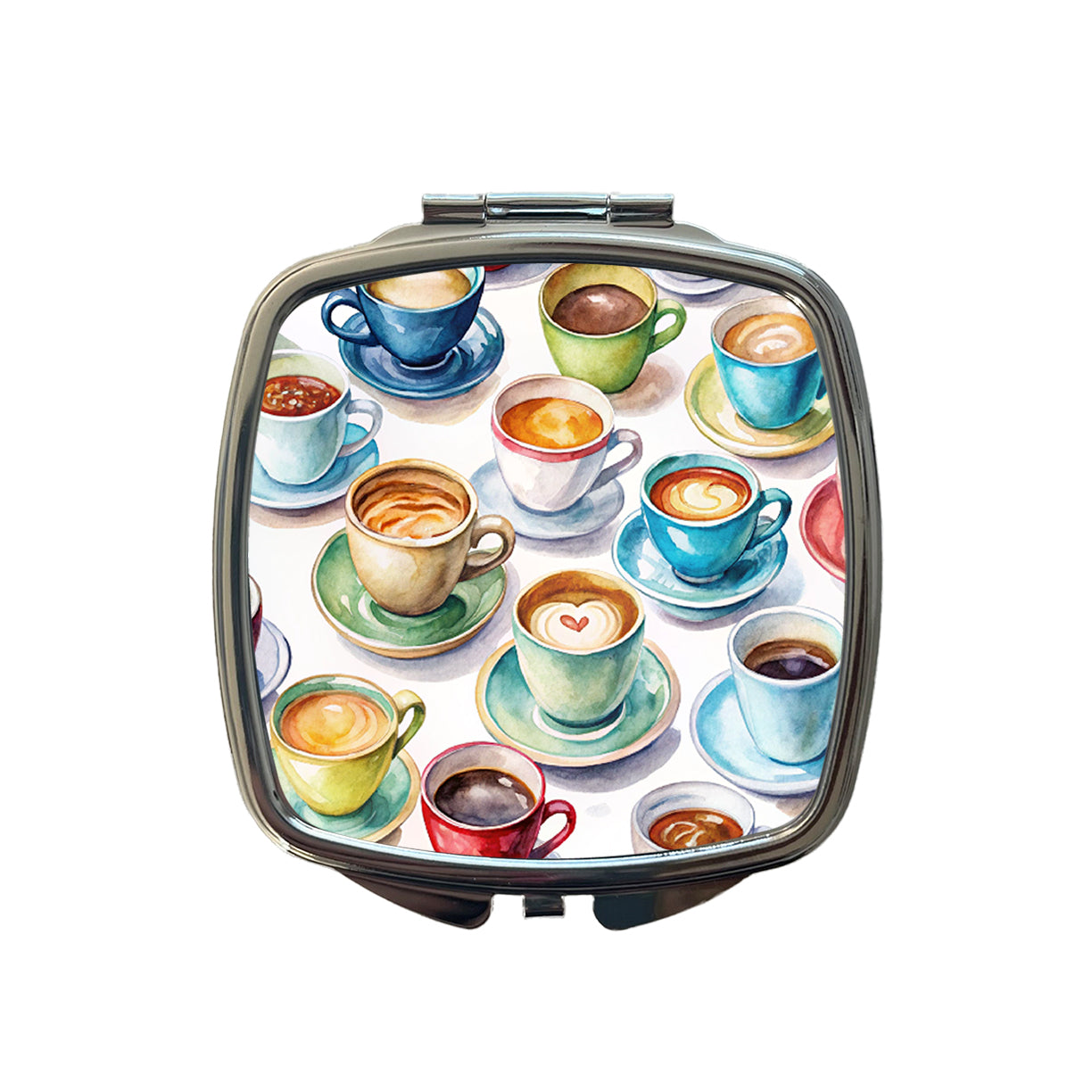 Bunch Of Coffee Cups Small Travel Purse Handbag Pocket Makeup Compact Mirror