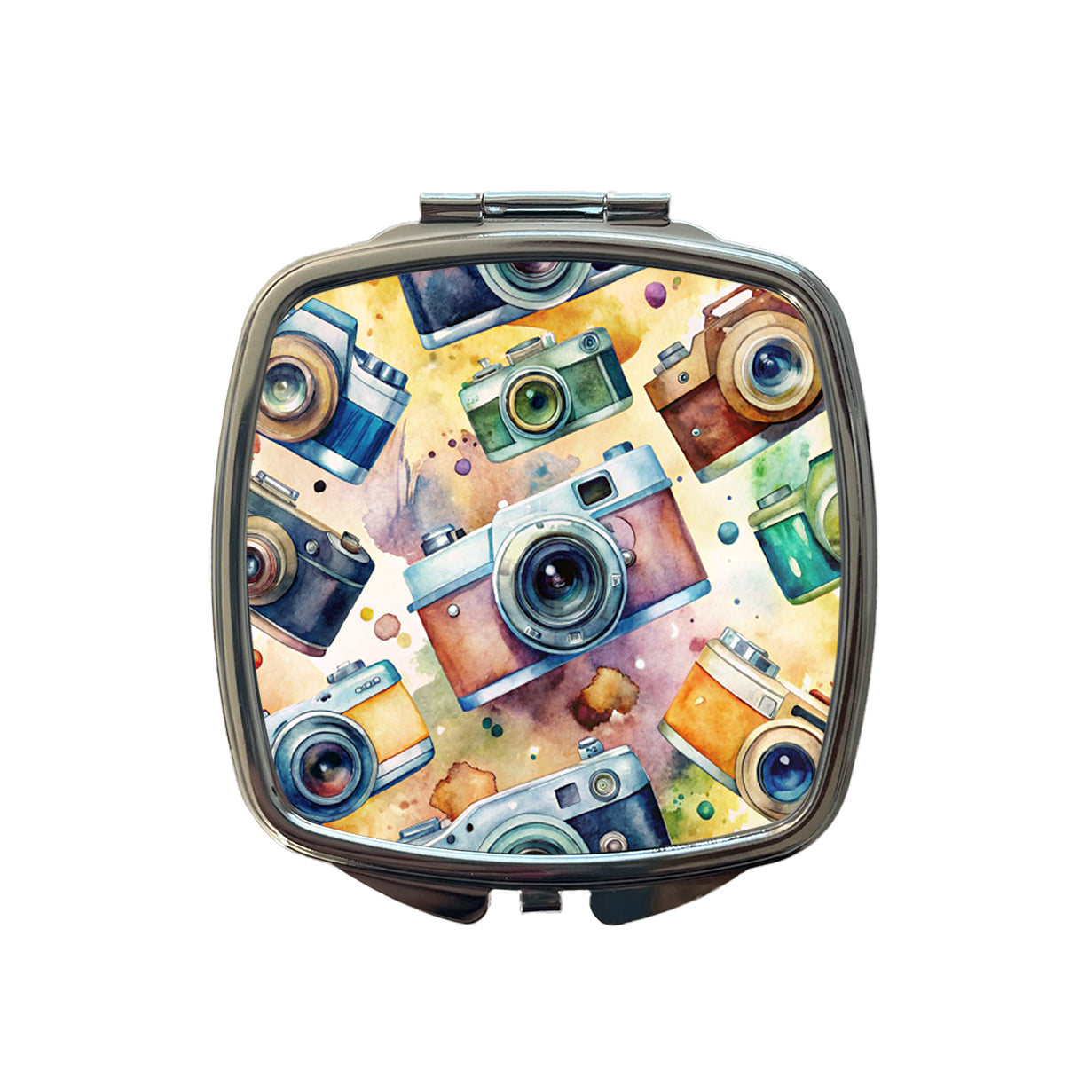 Cameras Retro 35mm Scattered Photographer Photography Watercolor Small Travel Purse Handbag Pocket Makeup Compact Mirror