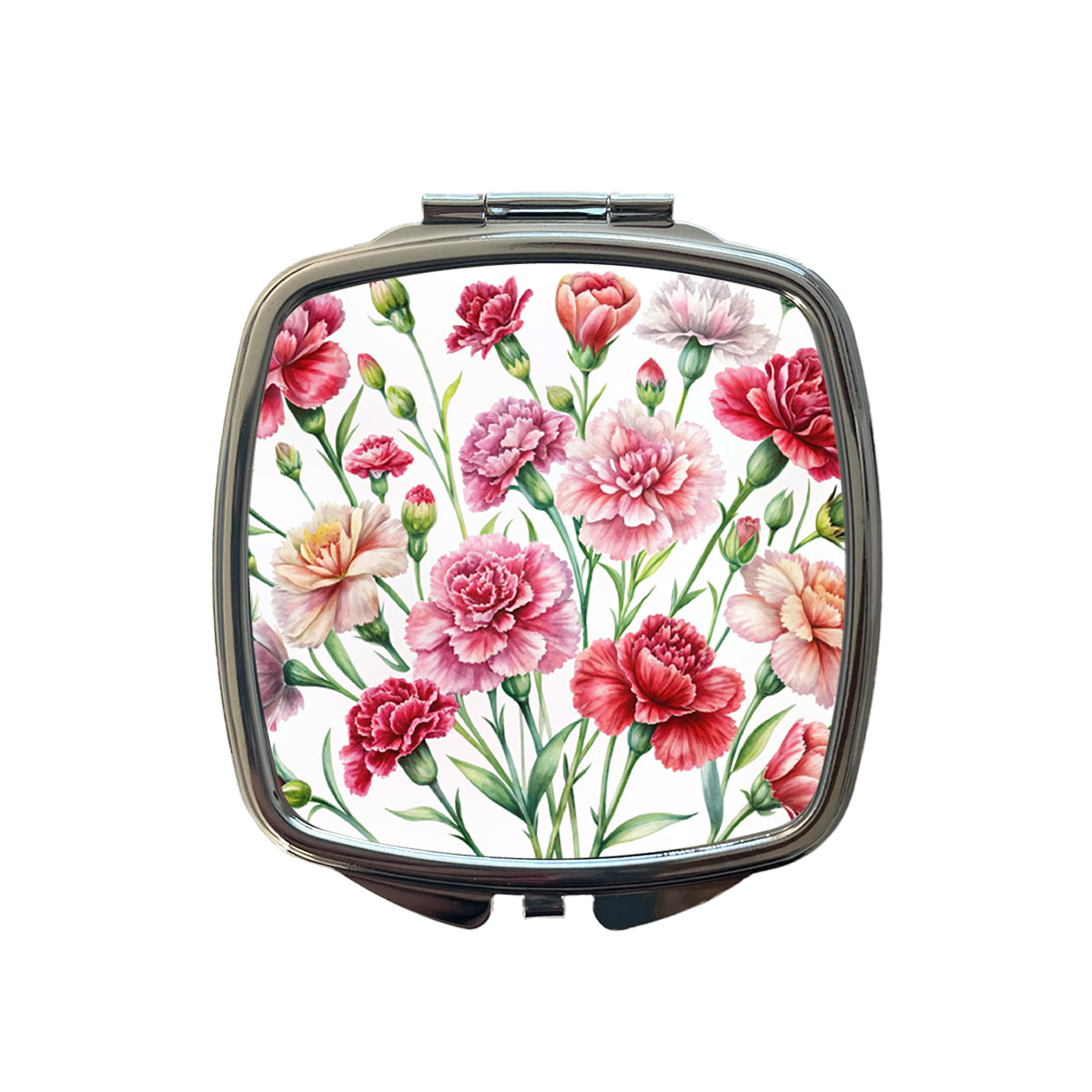 Carnations Flowers Watercolor Small Travel Purse Handbag Pocket Makeup Compact Mirror