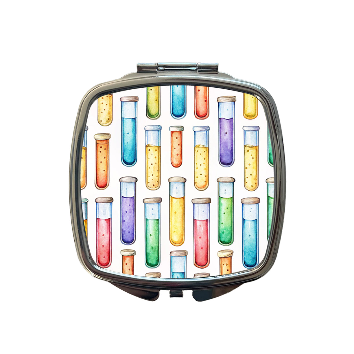 Cartoon Test Tubes Science Teacher Scientist Small Travel Purse Handbag Pocket Makeup Compact Mirror