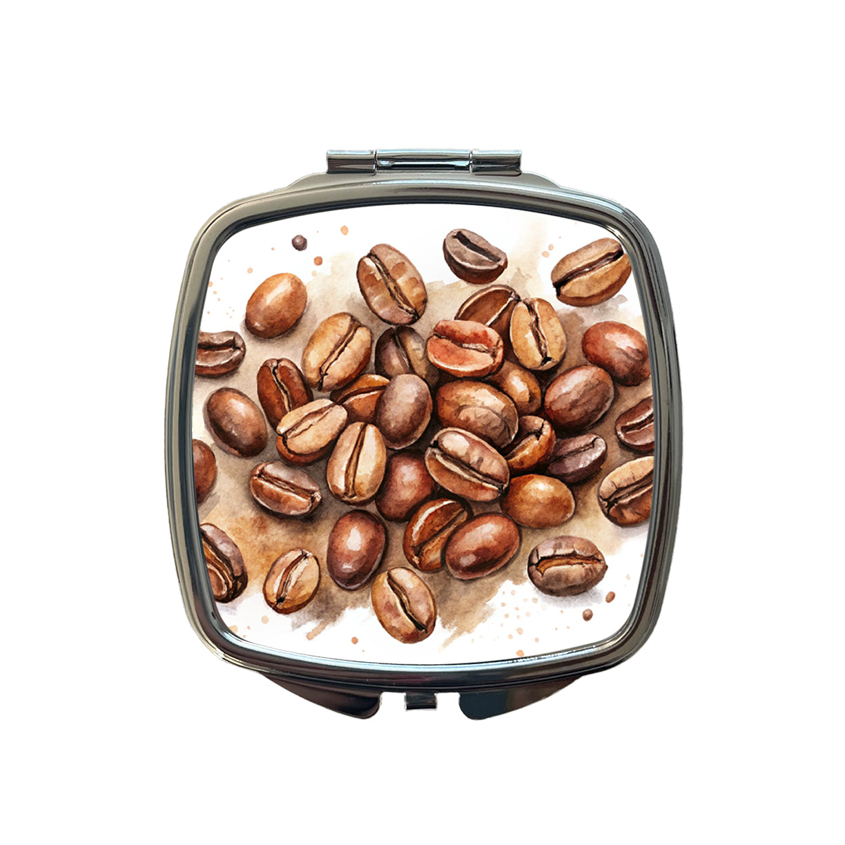 Coffee Beans Watercolor Small Travel Purse Handbag Pocket Makeup Compact Mirror