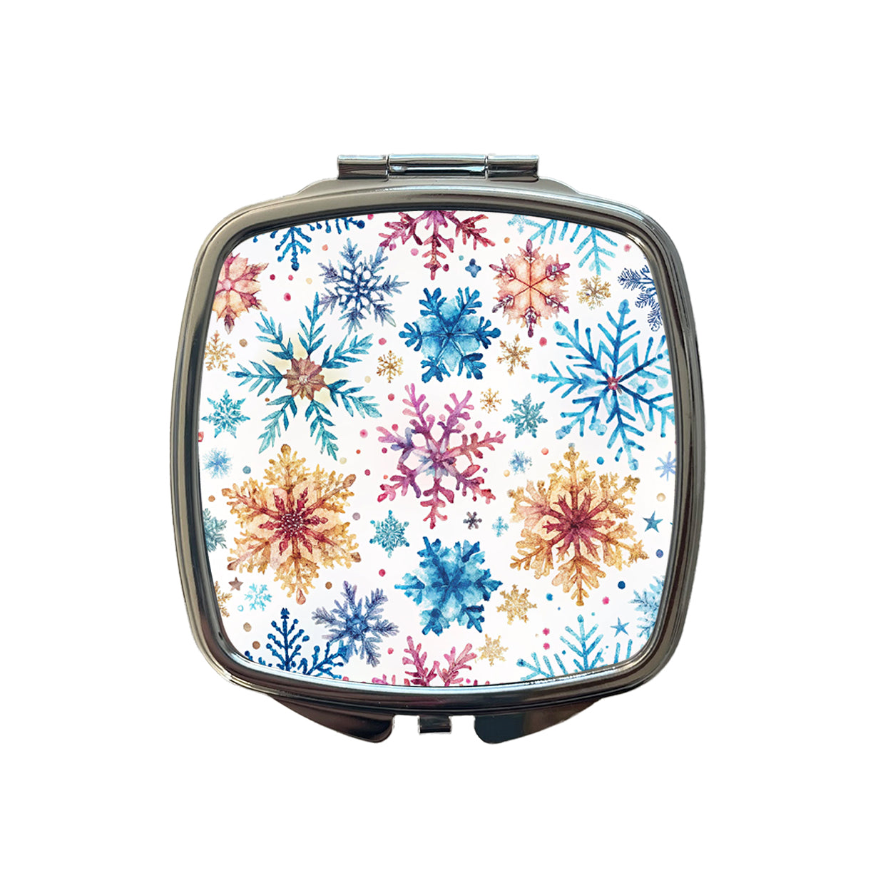 Colorful Snowflakes Winter Small Travel Purse Handbag Pocket Makeup Compact Mirror