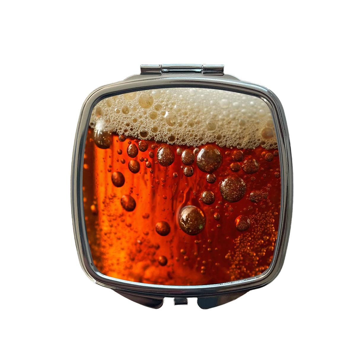 Dark Beer Closeup Foam Top Funny Small Travel Purse Handbag Pocket Makeup Compact Mirror