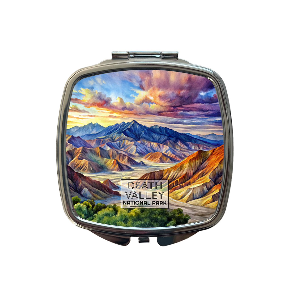 Death Valley National Park California Nevada Watercolor Small Travel Purse Handbag Pocket Makeup Compact Mirror