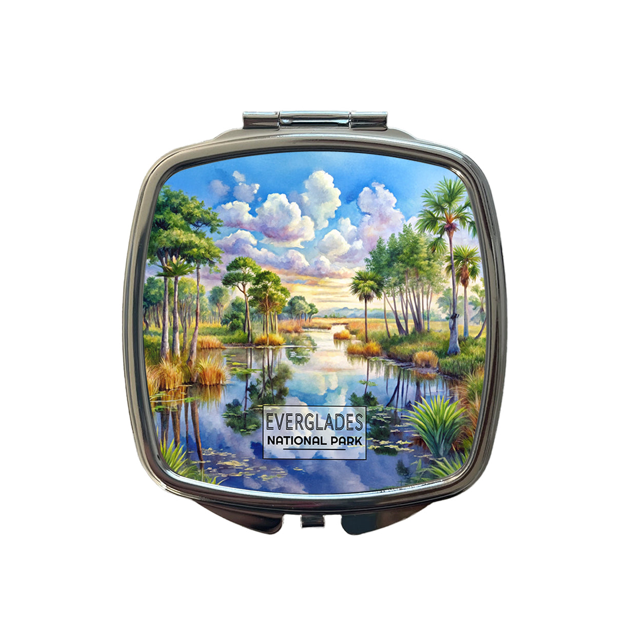Everglades National Park Florida Watercolor Small Travel Purse Handbag Pocket Makeup Compact Mirror