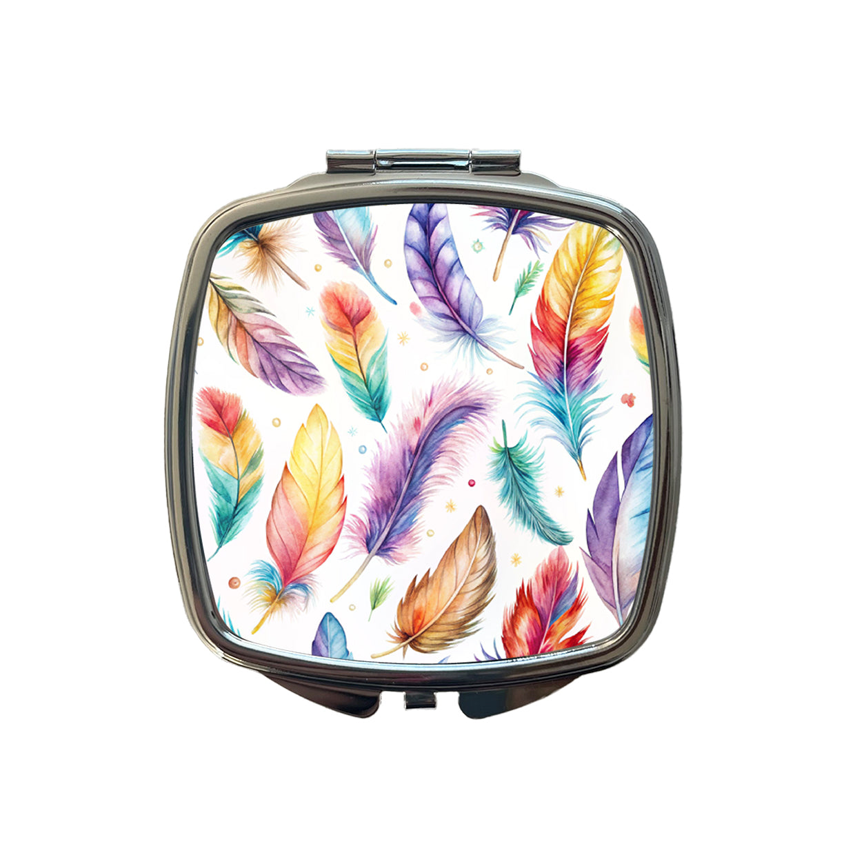 Feathers Watercolor Small Travel Purse Handbag Pocket Makeup Compact Mirror
