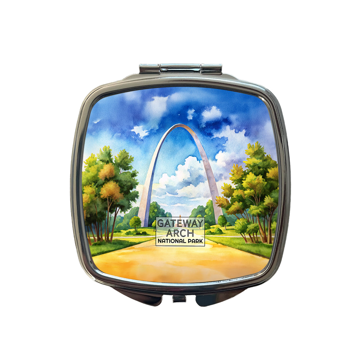 Gateway Arch National Park Missouri Watercolor Small Travel Purse Handbag Pocket Makeup Compact Mirror