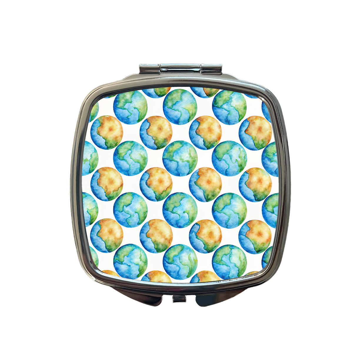 Globes Earth Pattern Watercolor Small Travel Purse Handbag Pocket Makeup Compact Mirror