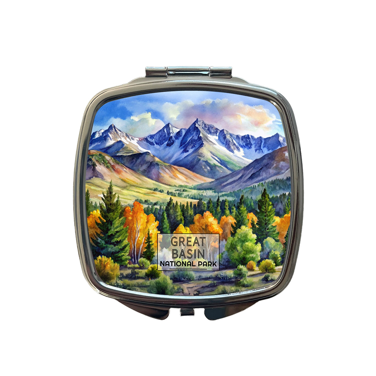 Great Basin National Park Nevada Watercolor Small Travel Purse Handbag Pocket Makeup Compact Mirror